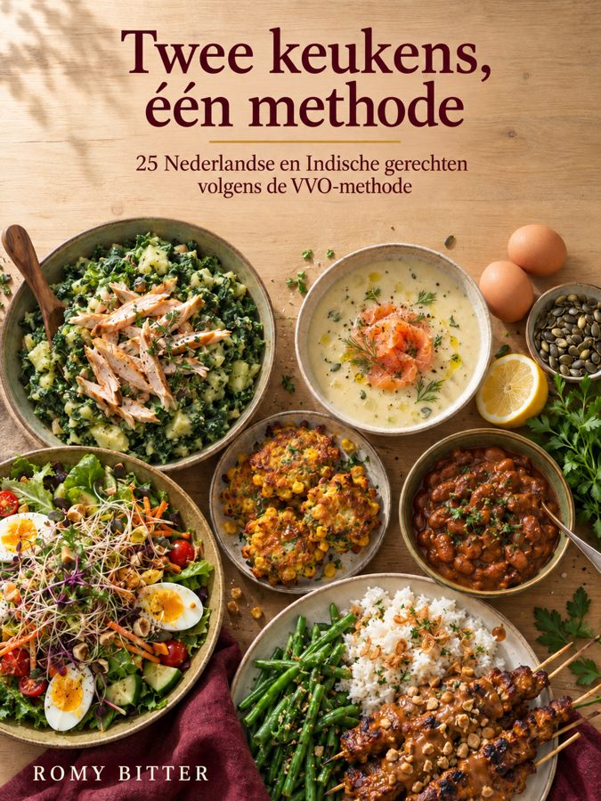 Omslag van het kookboek Twee keukens, één methode van Romy Bitter